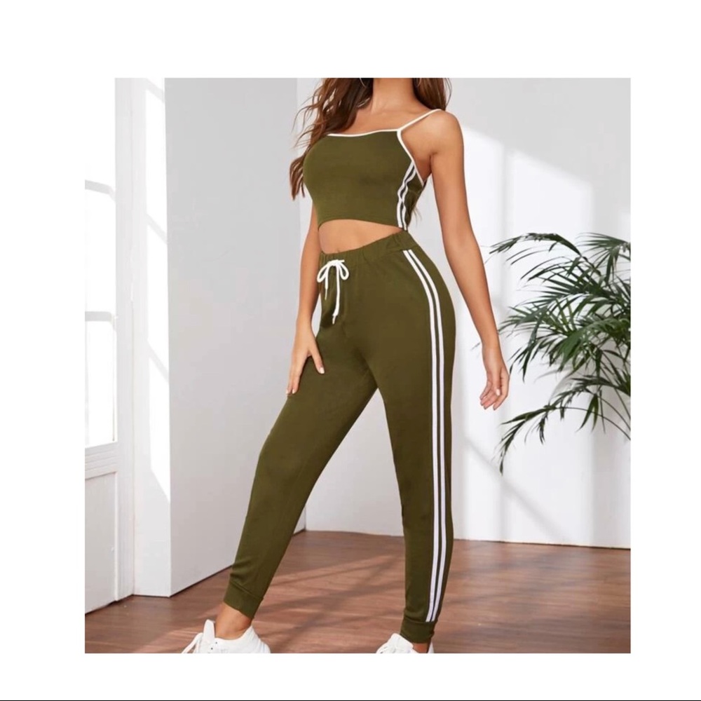 sports cami top with sweatpants